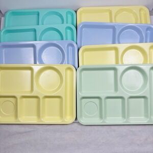 Divided Trays Cafeteria School Lunch (Lot Of 8) 6  Arrowhead & 2 Tucker Hvy Duty